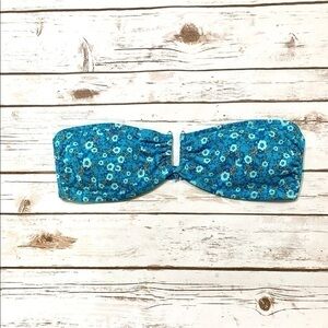 Kirra Teal Floral Print Swimming Bandeau Top